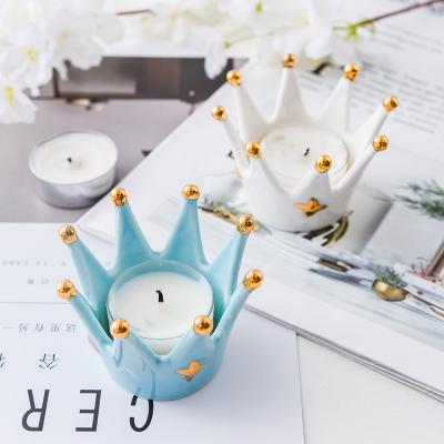 China Modern European Style Home Decor Crown Shape Luxury Unique Custom Ceramic Candle Jars Candle Jar for sale