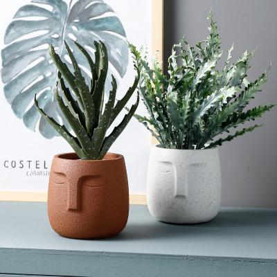 China Bulk Design Modern Home Decor Fashion Plant Pot Cement Flower Pot Face Succulent Cheap Flower Pots for sale