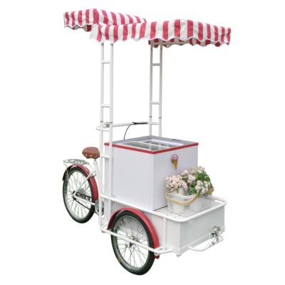 China New Market Shop Scenic Area Park Commercial Supplying Ice Cream 110v Attractive Freezer With Cart Bike for sale