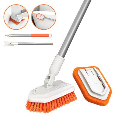 China Viable Jehonn BSCI Bathroom Floor Cleaning Brush Multifunctional Telescopic Orange Brush for sale