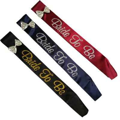 China Wedding Party Amazon New Products 2022 Gilding Bride To Be Sash With Bow Knot For Bride To Be Single for sale