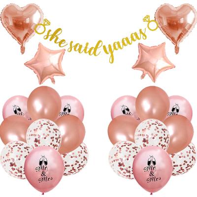 China Wedding she said yes bride to be banner with miss to Mrs rose gold balloons bride to be party decorations for sale