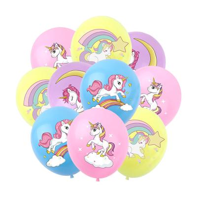 China Festival Decoration 12inch Cartoon Unicorn Pattern Latex Balloon For Unicorn Party Supplies Set for sale