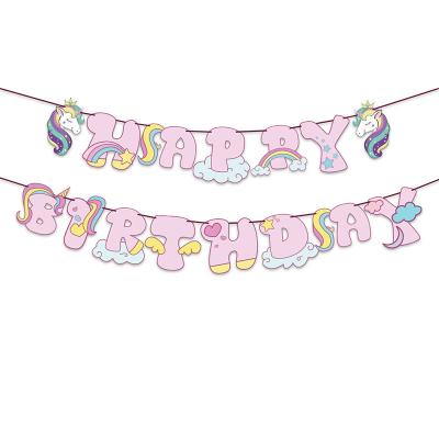 China Festival Decoration Unicorn Happy Birthday Banner Unicorn Birthday Decorations for Girls for sale