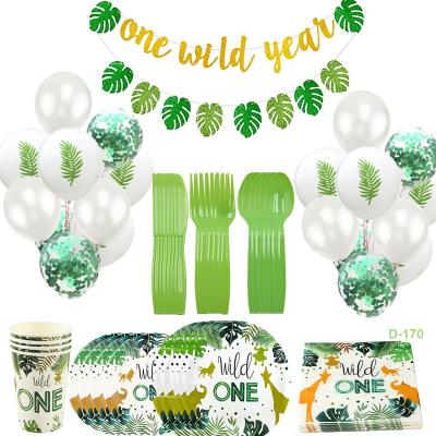 China Baby Shower Tableware Event Dishes Cutlery Straws and Napkins Cups Set for Wild One Party Supplies Serves 10 One Wild Decoration for sale