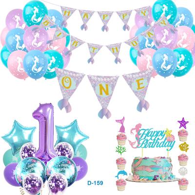 China Small Event Mermaid Party Decorations Mermaid Balloons for Girls Banner Balloons Kits Mermaid Theme for sale