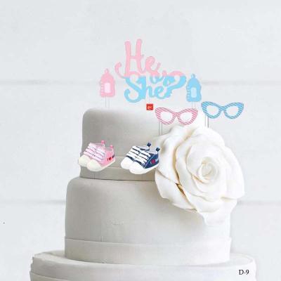 China Festival Decoration Each Kind Of Product Set New HIM OR SHA 6pcs Reveal Cupcake Topper for sale