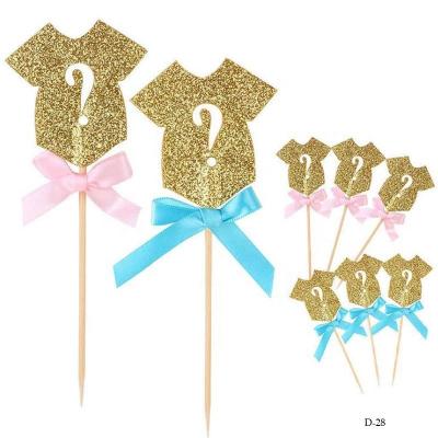 China Festival Decoration Classic Safe Gender Reveal Party Cupcake Topper Design For Gender Reveal Decoration for sale