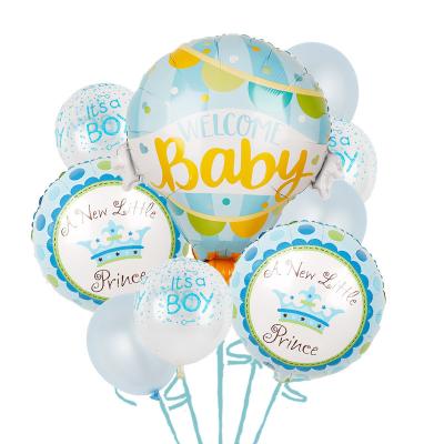 China Decoraive 9pcs latex foil BABY WELCOME IT IS A BOY balloon set decorations for baby shower and parties for sale