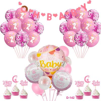 China Decoraive unicorn it's a girl balloon, oh baby banner and amazing cupcake toppers decorations for baby shower and parties for sale