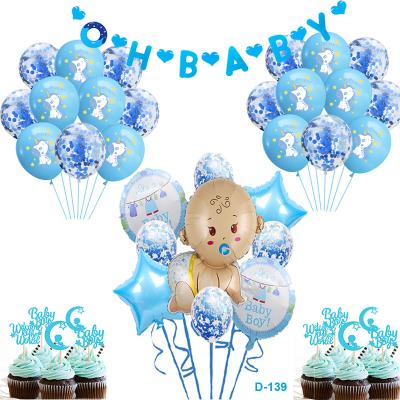 China Decoraive Baby Shower Decorations for Boy Hello Kit Baby Banners Balloons Baby Shower Cake Topper for sale