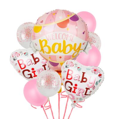 China Decoraive 9pcs Pink Balloon Set Baby Shower Party Supplies For Girl for sale