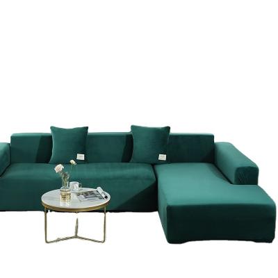 China Simply Ready To Ship Anti-Slip High Stretch L Shape 3 Seat Velvet Plush Sofa Covers for sale