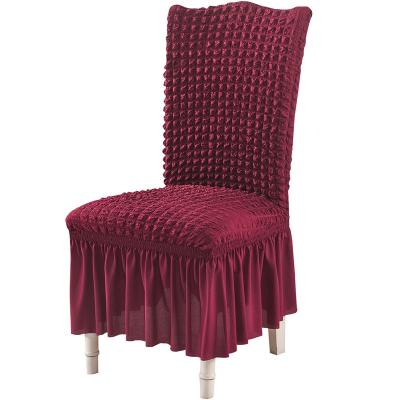 China Single Cotton Seersucker Skirt Anti-scuff Chair Seat Protector Dining Chair Cover for sale