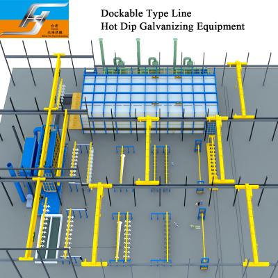 China Tipo cadena de producción línea caldera de llavero de Dockable del equipo de la galvanización de la inmersión caliente de la fabricación del cinc del horno del proyecto en venta