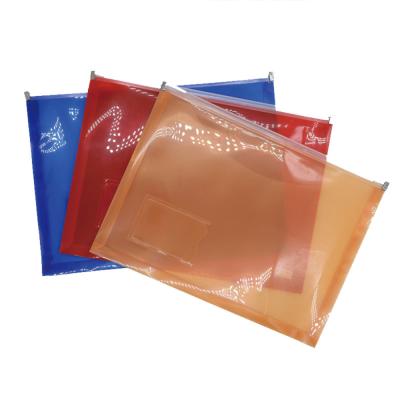 China 100% Eco-friendly School Supplies PP Plastic Envelope Document Bag Folder With Zipper End for sale