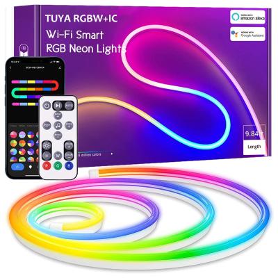 China Weicao Tuya Wifi RGBW IC Neon String Light Effects RGBW and IC Lights Strips Music Sync APP Control LED Flexible Strip Light with Alexa Google for sale