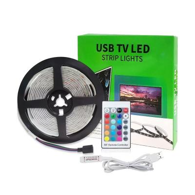 China Wireless RF Control Weicao USB LED TV Lights RF 24 Key Backlight Radio Smart LED Lights 5050 RGB Flexible Adhesive Light Strips for sale