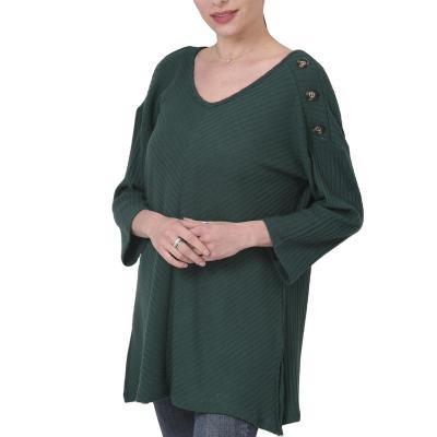 China Good Quality Breathable Cheap Women Plus Size Clothing Casual Green Long Sleeve Pullover Sweater for sale