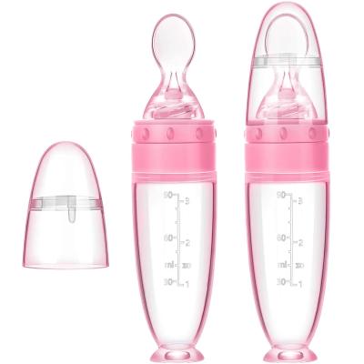 China 2 Pieces Baby Infant Dispensing Silicone Food Feeder With Standing Base for sale