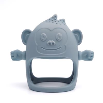 China Creative Silicone Baby Teether Gorilla Shape Baby Teething Toys Anti Drop Mitten Teether for sale