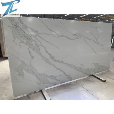 China Countertop / vanity top / wall flooring engineered malasia quartz stone artificial calacatta white slabs for sale