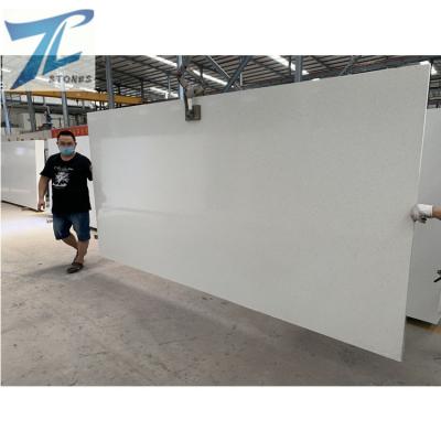 China 2022 Solid Polished Pearl White Modern Kitchen Stone Slabs Outdoor Artificial Precast Quartz Slabs for sale