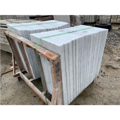 China Cheap natural stone polished white marble countertop floor tiles with gray veins on the surface for sale