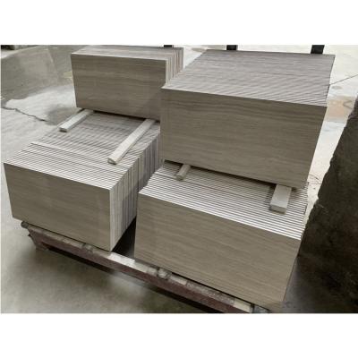 China Countertop Factory Price Chinese Natural Wooden Gray Vein Marble Stone Cut To Size Tiles Price for sale