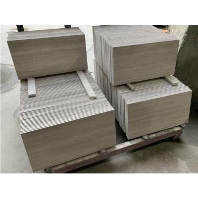 China Countertop New Arrive China Polished Wood Grain Light Gray Marble Tiles 2cm Price Reduction To Size for sale