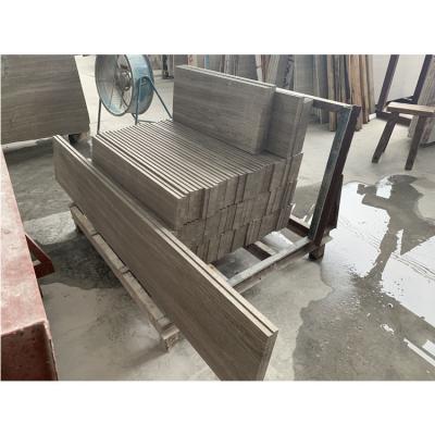 China Countertop Top Selling Natural Gray Wood Veins Stone Marble Tiles For Hotecl Project for sale