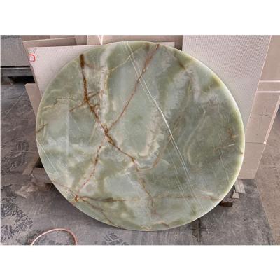 China Countertop China Factory Green Color Round Onyx Stone Kitchen Marble Dining Table Polished Surface for sale