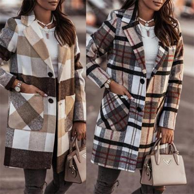 China Wholesale Breathable Oversized Buttoned Plaid Ladies Shacket For Women for sale