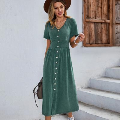 China 2022 Summer Long Maxi Shirt Dress Casual Amazon Washable Soft Dress for sale