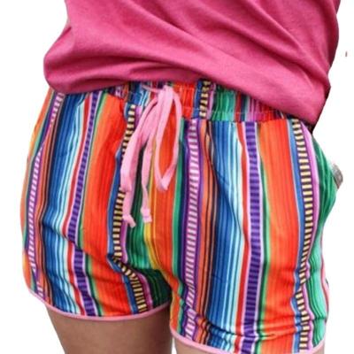 China 2022 Summer Women's Drawstring Print Color Beach Breathable Casual Shorts For Women for sale