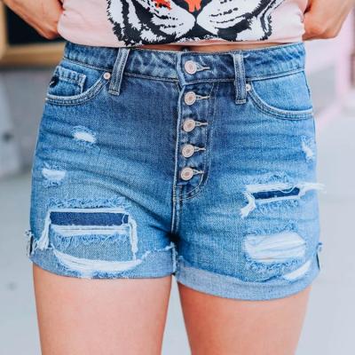 China 2022 Breathable Vintage Women's Waist Hole Denim Top Shorts Button Up Jeans Fashion Women's Denim Abbreviations for sale