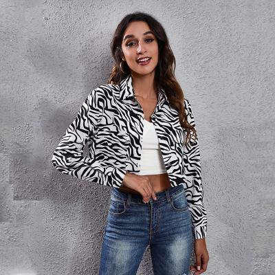 China 2022 Summer Breathable Wholesale Zebra Long Sleeve Thin Jacket Crop Jacket For Women for sale