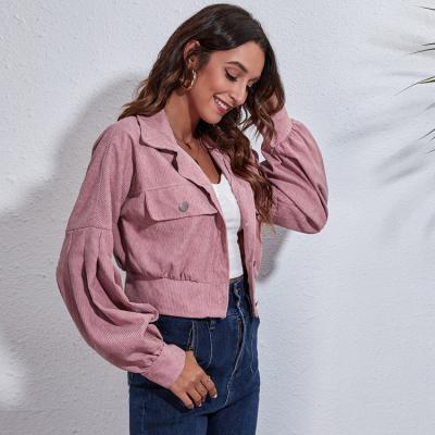 China Breathable Corduroy Shorts Jacket For Women New Style Loose Long Sleeve Crop Jacket for sale