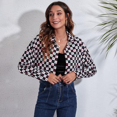 China Heart Plaid Long Short Sleeve Summer Thin Women's Breathable Crop Jacket Coat for sale