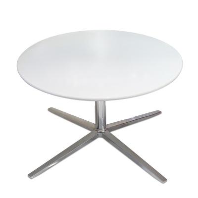 China Modern simple design stainless steel metal legs modern wood round coffee table for hotel dining room for sale