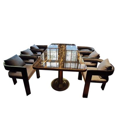 China Modern Simple Elegant Luxury Marble European Style Rectangle Good Quality Multi-person Dining Set for sale