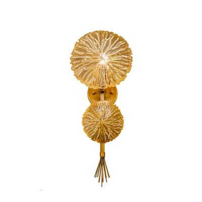 China Modern Style Lotus Modern Gold Leaves Wall Lamp Home Decor Bedside Lighting Wall Sconce GuZhen Lighting for sale