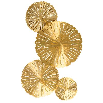 China Modern Style Lotus Modern Gold Leaves Wall Lamp Home Decor Bedside Lighting Wall Sconce GuZhen Lighting for sale