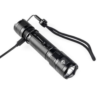 China High Quality Camping Rechargeable Flashlight USB LED Torch IP67 Tactical Flashlight 122*30MM for sale