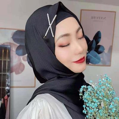 China New Chiffon Chiffon Long Turban Pearl Scarf for sale