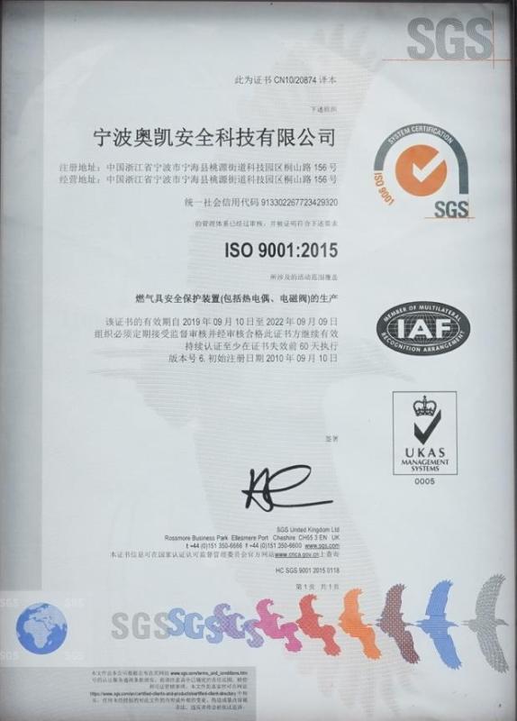 ISO9001 - Ningbo Aokai Security Technology Co., Ltd.