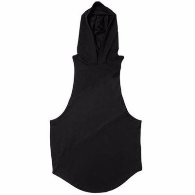 China Fitness Logo Workout Hooded Tank Tops Custom Men's Bodybuilding Muscle Breathable Sleeveless Hoodie Gym Loose Tank Tops For Men for sale