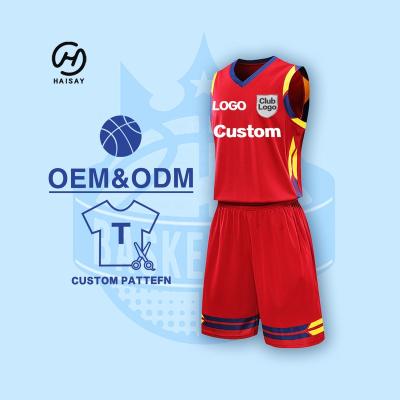 China New Style Custom Breathable Basketball Tank Top Reversible Embroidery Breathable Basketball Uniform Design Red Mens Basketball Tank Tops for sale