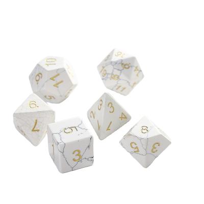 China White howlite white howlite gemstone set die cut, custom engrave dies for dungeons and dragons DND D20 D6 for sale