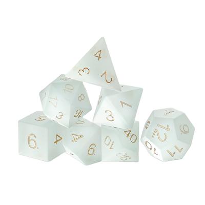 China DND Game Stone Factory Customized Wholesale High Quality Green Frosted Dice Set for sale